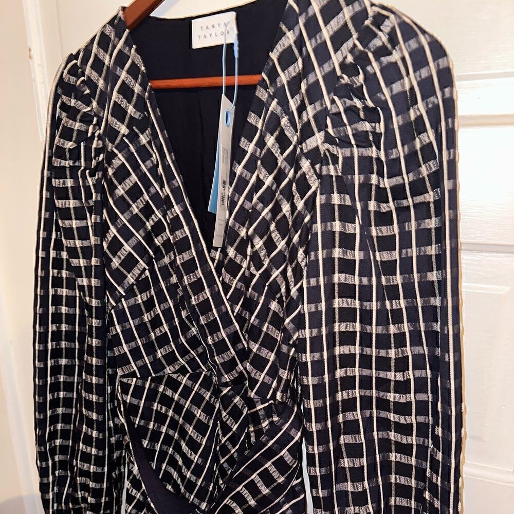 NWTs Tanya Taylor Nicola Puff-Sleeve Belted Check Mini Dress Size 2 - Picture 7 of 13